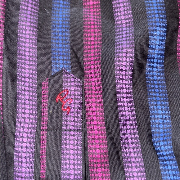 Robert Graham Men’s XL Striped Long Sleeve Button-Up Shirt – Purple Blue Black - Picture 6 of 9